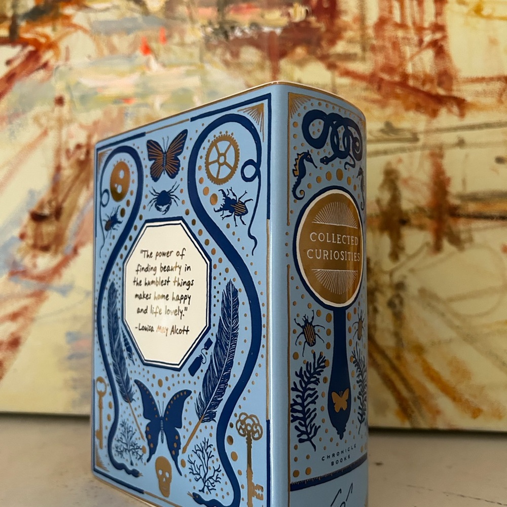 Collected Curiosities Decorative Vase, Bibliophile - Blue & Gold